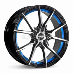 Aro 17x7.5" 8x100/108 ET40 CB73.1 Negro Maquinado con Detalle Azul