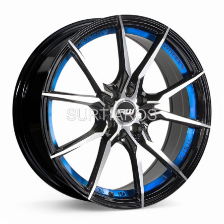 Aro 17x7.5" 8x100/108 ET40 CB73.1 Negro Maquinado con Detalle Azul