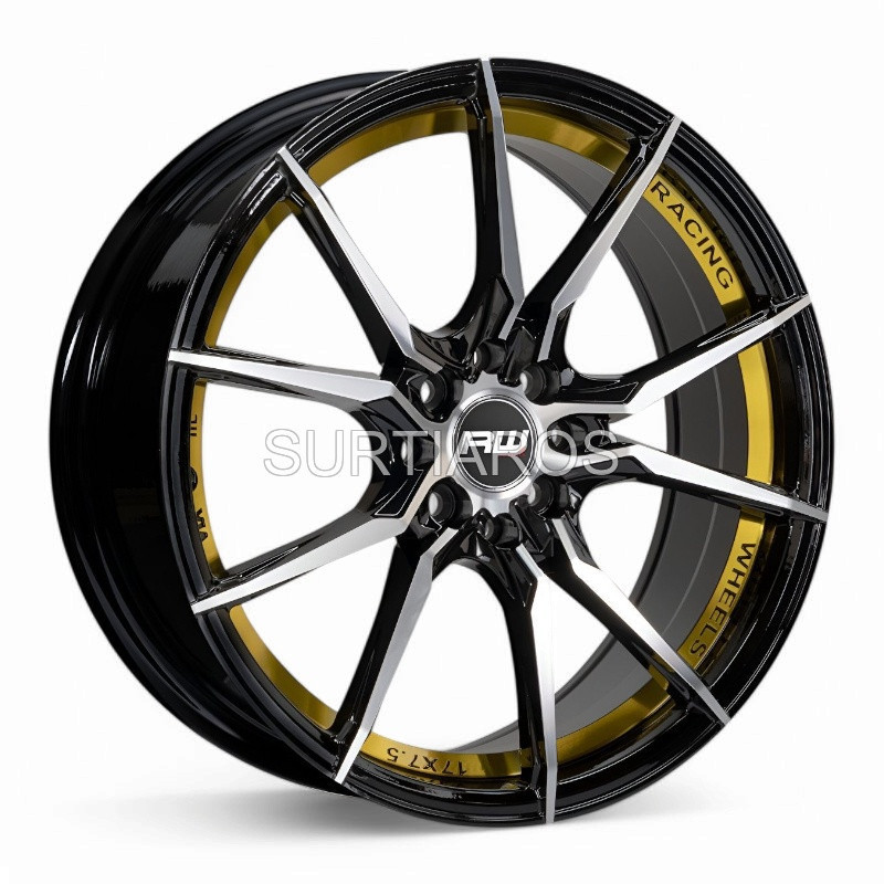 Aro 17x7.5" 8x100/108 ET40 CB73.1 Negro Maquinado con Detalle Dorado