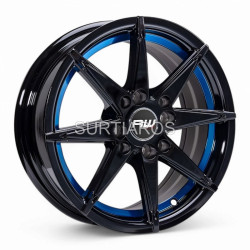 Aro 14x6" 8x100/114.3 ET30 CB73.1 Negro con Detalle Azul