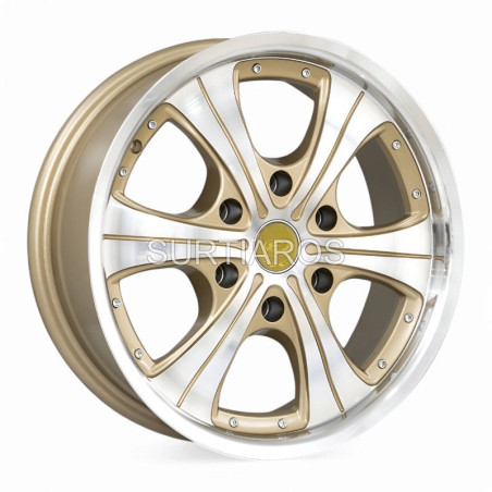 Aro 17x7.5" 6x139.7 ET25 CB106 Dorado Maquinado con Labio Pulido