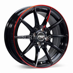 Aro 15x7" 8x100/114.3 ET35 CB73.1 Negro con Línea Roja