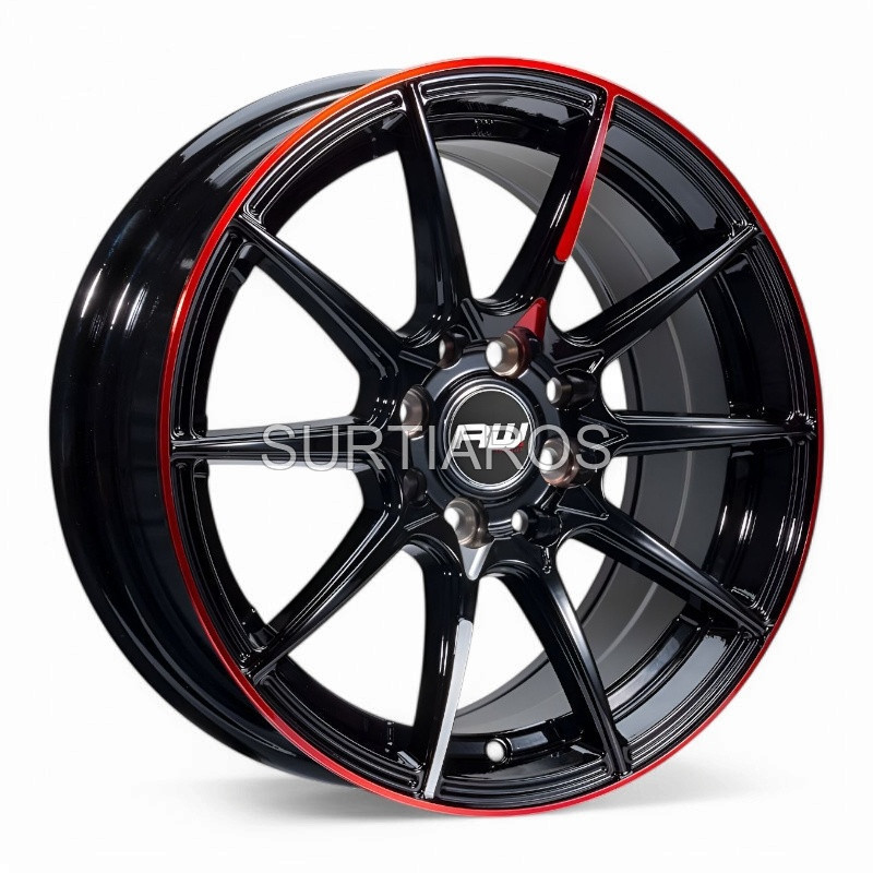 Aro 15x7" 8x100/114.3 ET35 CB73.1 Negro con Línea Roja