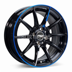 Aro 15x7" 8x100/114.3 ET35 CB73.1 Negro con Línea Azul