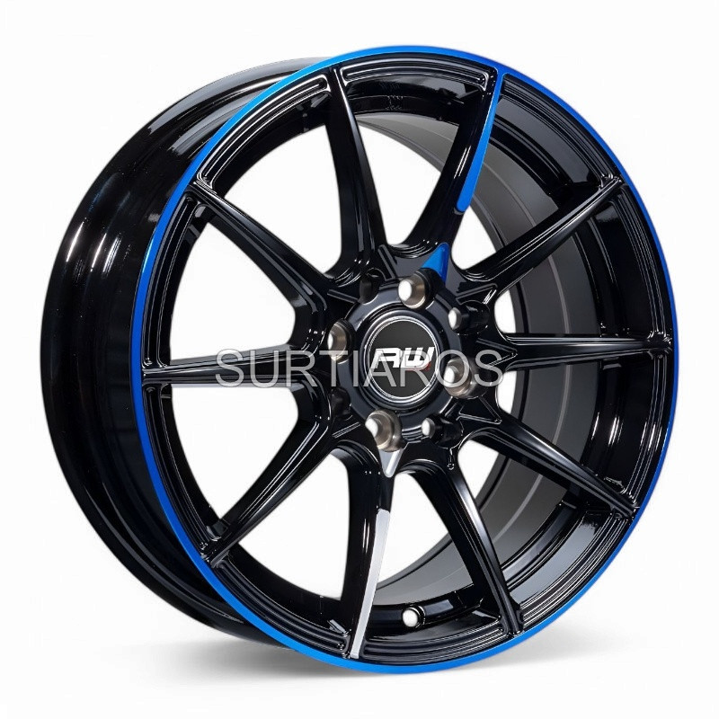 Aro 15x7" 8x100/114.3 ET35 CB73.1 Negro con Línea Azul