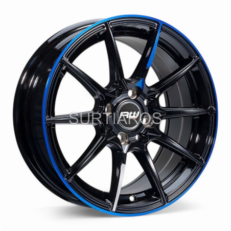 Aro 15x7" 8x100/114.3 ET35 CB73.1 Negro con Línea Azul
