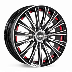 Aro 15x6.5" 8x100/114.3 ET35 CB73.1 Negro Maquinado con Detalle Rojo