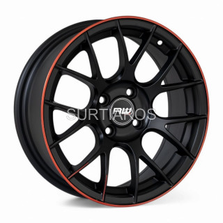 Aro 15x7" 4x100 ET30 CB73.1 Negro Mate con Línea Roja Fresada