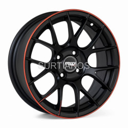 Aro 15x7" 4x100 ET30 CB73.1 Negro Mate con Línea Roja Fresada
