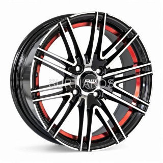 Aro 15x7" 4x100 ET35 CB73.1 Negro Maquinado con Detalle Rojo