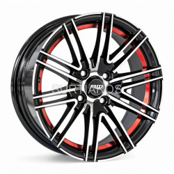 Aro 15x7" 4x100 ET35 CB73.1 Negro Maquinado con Detalle Rojo