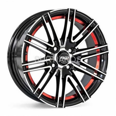 Aro 15x7" 4x100 ET35 CB73.1 Negro Maquinado con Detalle Rojo
