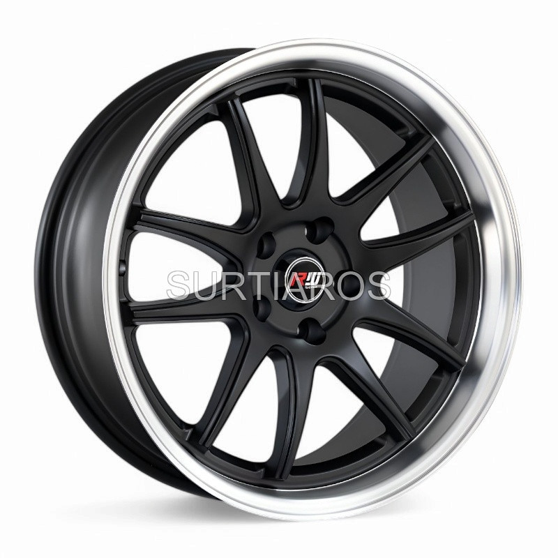 Aro 18x8.5" 5x112 ET15 CB66.6 Negro Mate con Labio Pulido