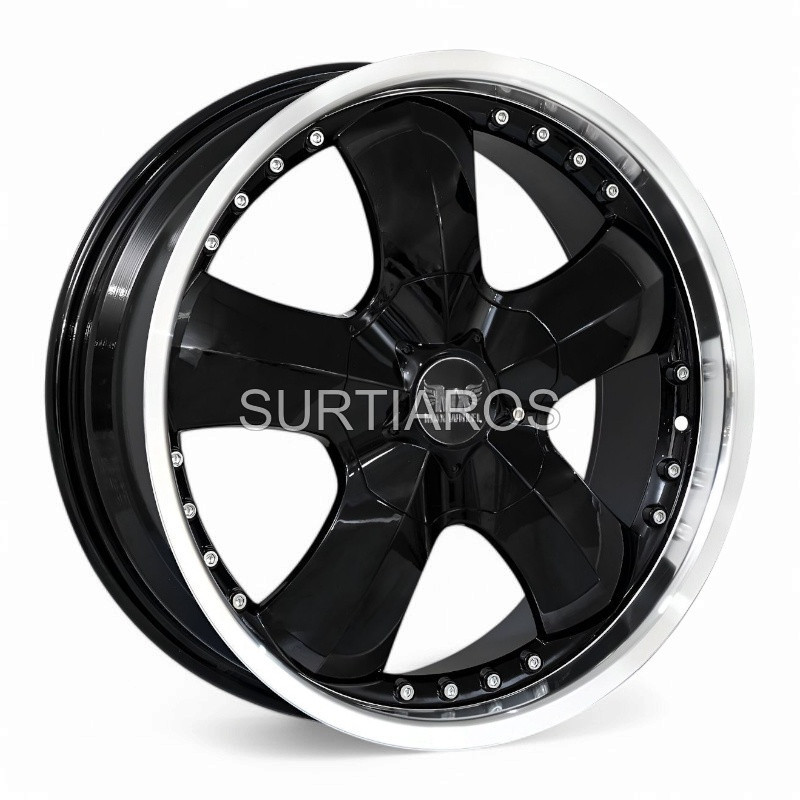 Aro 20x8.5" 5x114.3 ET15 CB73 Negro con Labio Pulido