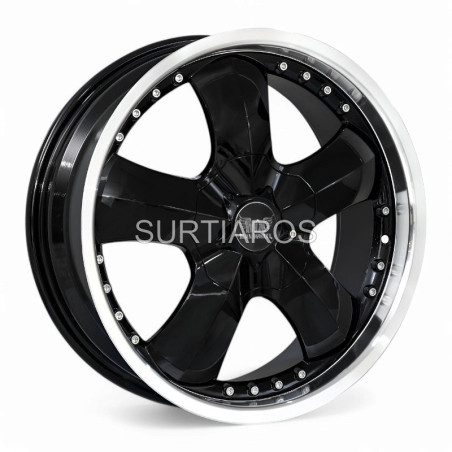 Aro 20x8.5" 5x114.3 ET15 CB73 Negro con Labio Pulido