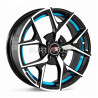 Aro 15x6.5" 4x100 ET25 CB73.1 Negro Maquinado con Detalle Azul