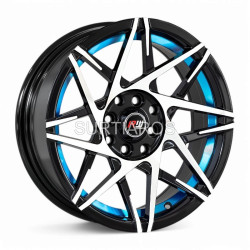 Aro 15x7" 8x100/114.3 ET10 CB73.1 Negro Maquinado con Detalle Azul