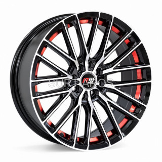 Aro 17x7.5" 8x100/108 ET24 CB73.1 Negro Maquinado con Detalle Rojo