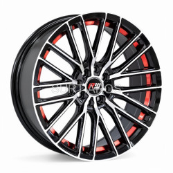 Aro 17x7.5" 8x100/108 ET24 CB73.1 Negro Maquinado con Detalle Rojo