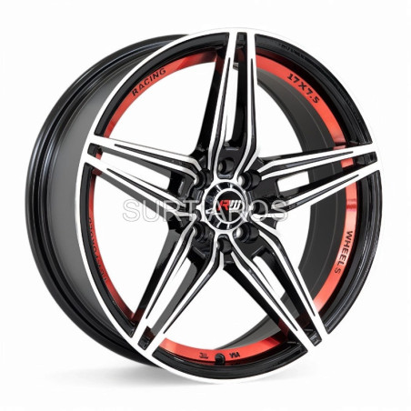 Aro 17x7.5" 8x100/108 ET25 CB73.1 Negro Maquinado con Detalle Rojo