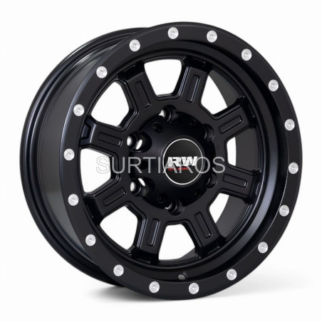 Aro 15x8.5" 6x139.7 ET20 CB110.5 Negro Mate con Puntos Fresados
