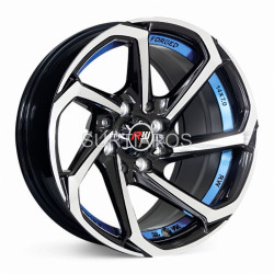 Aro 14x7" 8x100/114.3 ET0 CB73.1 Negro Maquinado con Detalle Azul