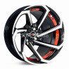 Aro 14x7" 8x100/114.3 ET0 CB73.1 Negro Maquinado con Detalle Rojo