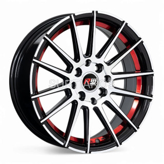 Aro 15x7" 8x100/114.3 ET35 CB73.1 Negro Maquinado con Detalle Rojo