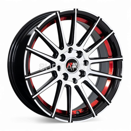Aro 15x7" 8x100/114.3 ET35 CB73.1 Negro Maquinado con Detalle Rojo