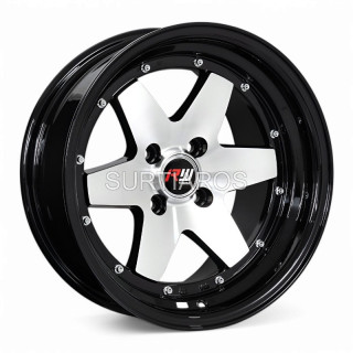 Aro 15x8" 4x100 ET10 CB73.1 Negro Maquinado con Labio Negro