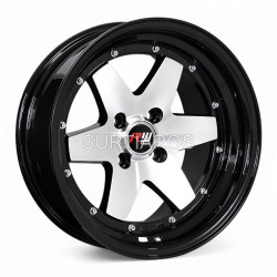 Aro 15x8" 4x100 ET10 CB73.1 Negro Maquinado con Labio Negro