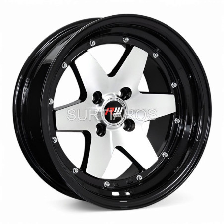 Aro 15x8" 4x100 ET10 CB73.1 Negro Maquinado con Labio Negro