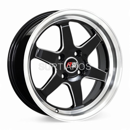 Aro 15x7" 4x100 ET35 CB73.1 Negro Maquinado con Labio Pulido