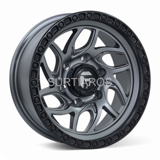 Aro 15x8" 6x139.7 ET-10 CB110.5 Gris Mate con Aro Negro