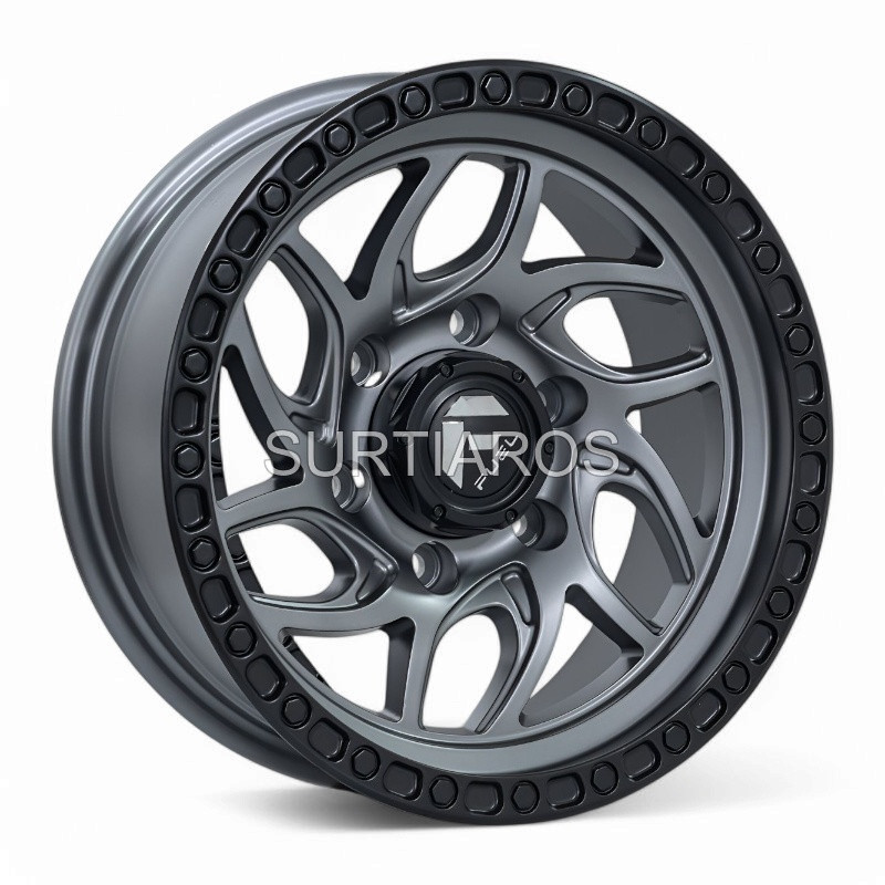 Aro 15x8" 6x139.7 ET-10 CB110.5 Gris Mate con Aro Negro