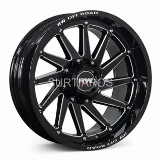 Aro 20x10" 12x135/139.7 ET-24 CB106.1 Negro Maquinado con Remaches