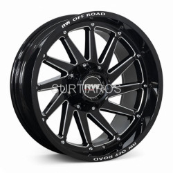 Aro 20x10" 12x135/139.7 ET-24 CB106.1 Negro Maquinado con Remaches