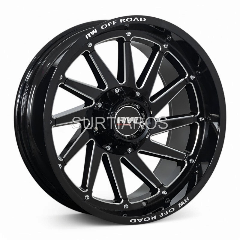 Aro 20x10" 12x135/139.7 ET-24 CB106.1 Negro Maquinado con Remaches