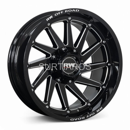 Aro 20x10" 12x135/139.7 ET-24 CB106.1 Negro Maquinado con Remaches