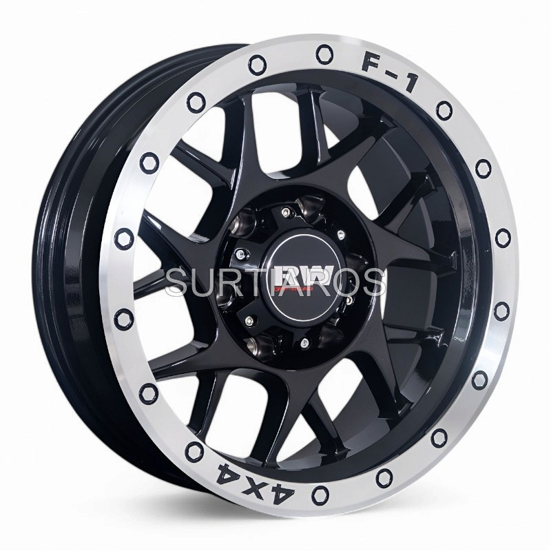 Aro 16x8" 6x139.7 ET-10 CB110.1 Negro con Aro Pulido
