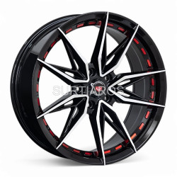 Aro 18x8" 5x112 ET35 CB66.6 Negro Maquinado con Detalle Rojo