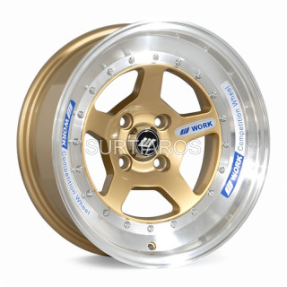 Aro 15x8" 4x100 ET0 CB73.1 Dorado con Labio Pulido y Remaches