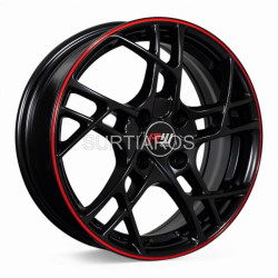 Aro 15x6" 4x100 ET36 CB60.1 Negro Mate con Línea Roja