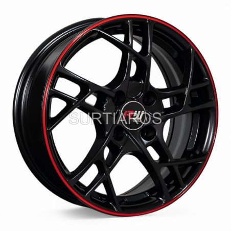 Aro 15x6" 4x100 ET36 CB60.1 Negro Mate con Línea Roja