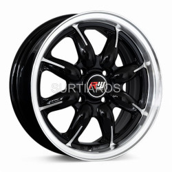 Aro 13x5.5" 4x100 ET35 CB73.1 Negro Maquinado con Labio Pulido
