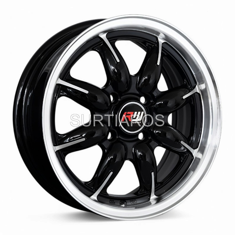 Aro 13x5.5" 4x100 ET35 CB73.1 Negro Maquinado con Labio Pulido