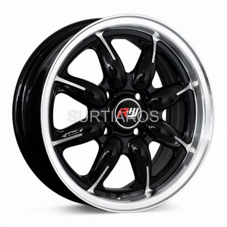 Aro 13x5.5" 4x100 ET35 CB73.1 Negro Maquinado con Labio Pulido