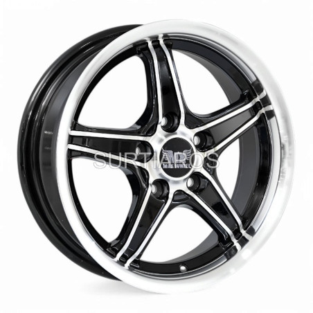 Aro 15x6.5" 5x112 ET35 CB67.1 Negro Maquinado con Labio