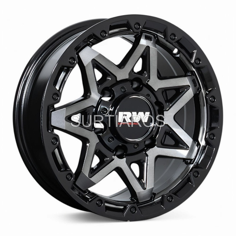 Aro 15x8" 6x139.7 ET15 CB110 Negro Maquinado con Detalle Negro