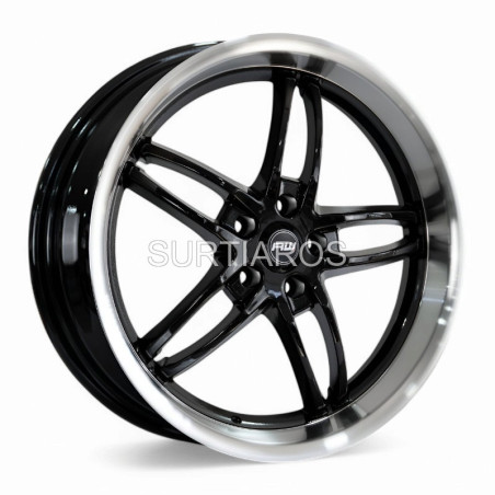 Aro 22x8.5" 5x114.3 ET15 CB73.1 Negro Brillante con Labio Pulido